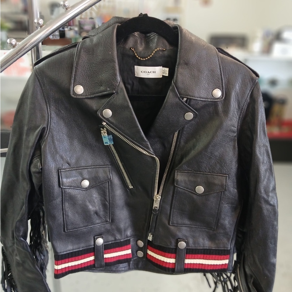 Coach Black Leather Moto Fringe Jacket - image 5